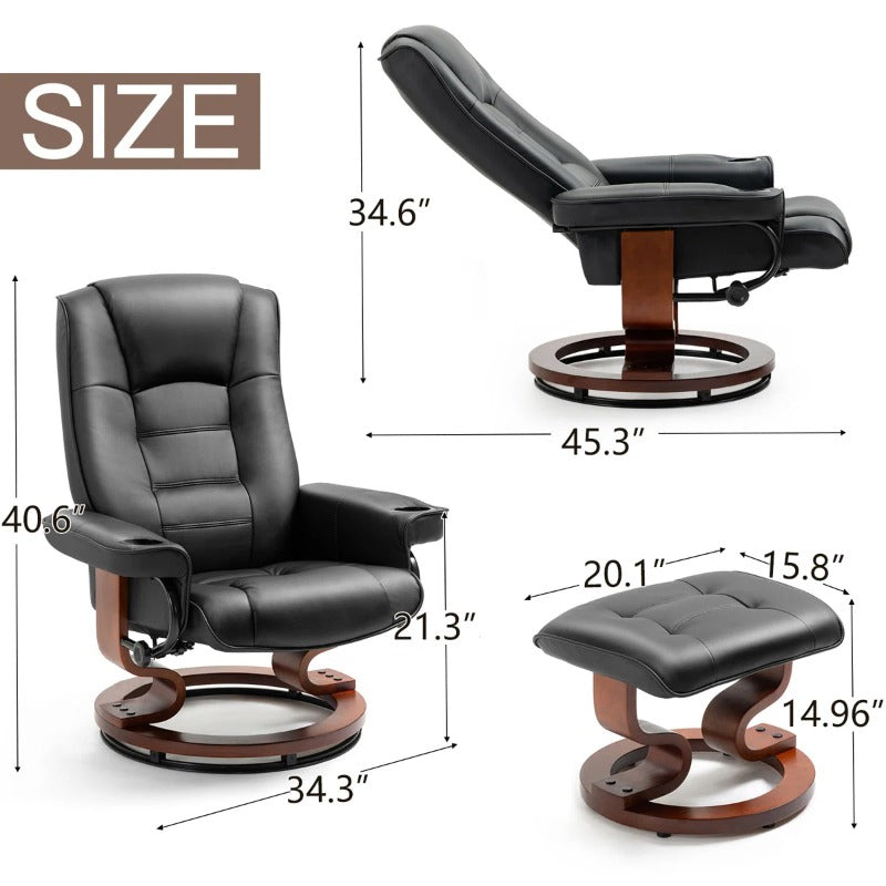 faux leather 360 swivel recliner chair   adjustable pu - Temu