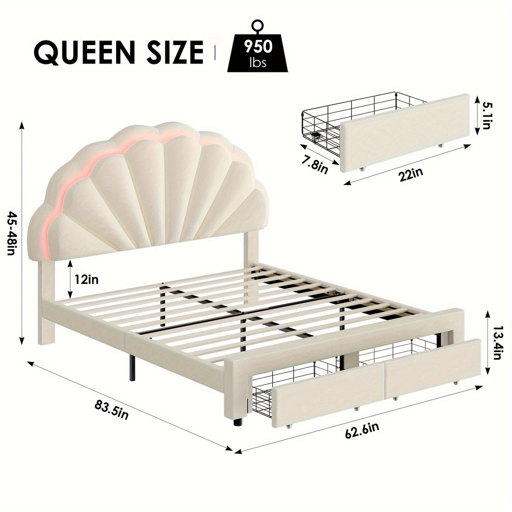 fultru led bed frame featuring a   storage drawer - Temu