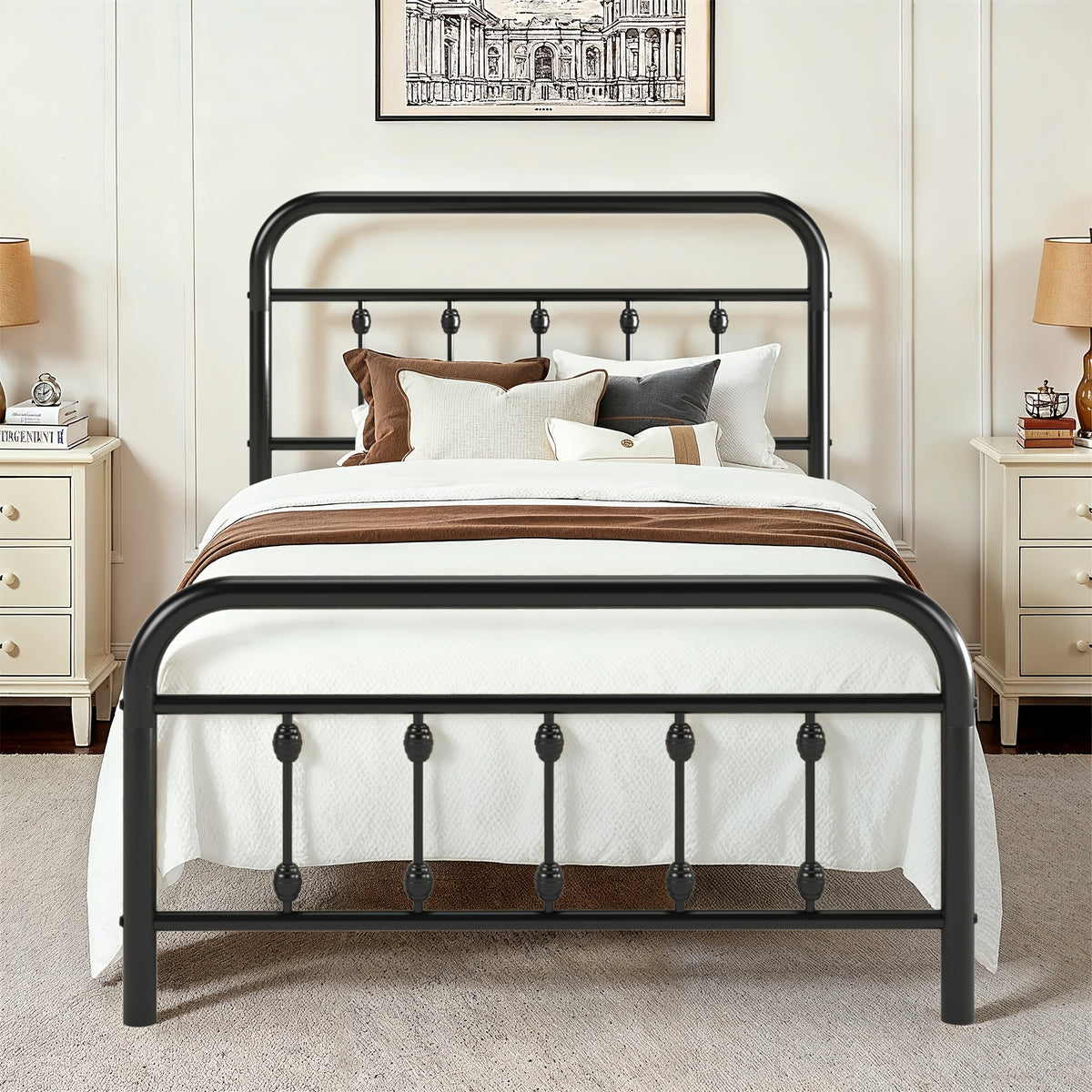 14 inch vintage metal bed frame iron headboard footboard - Temu