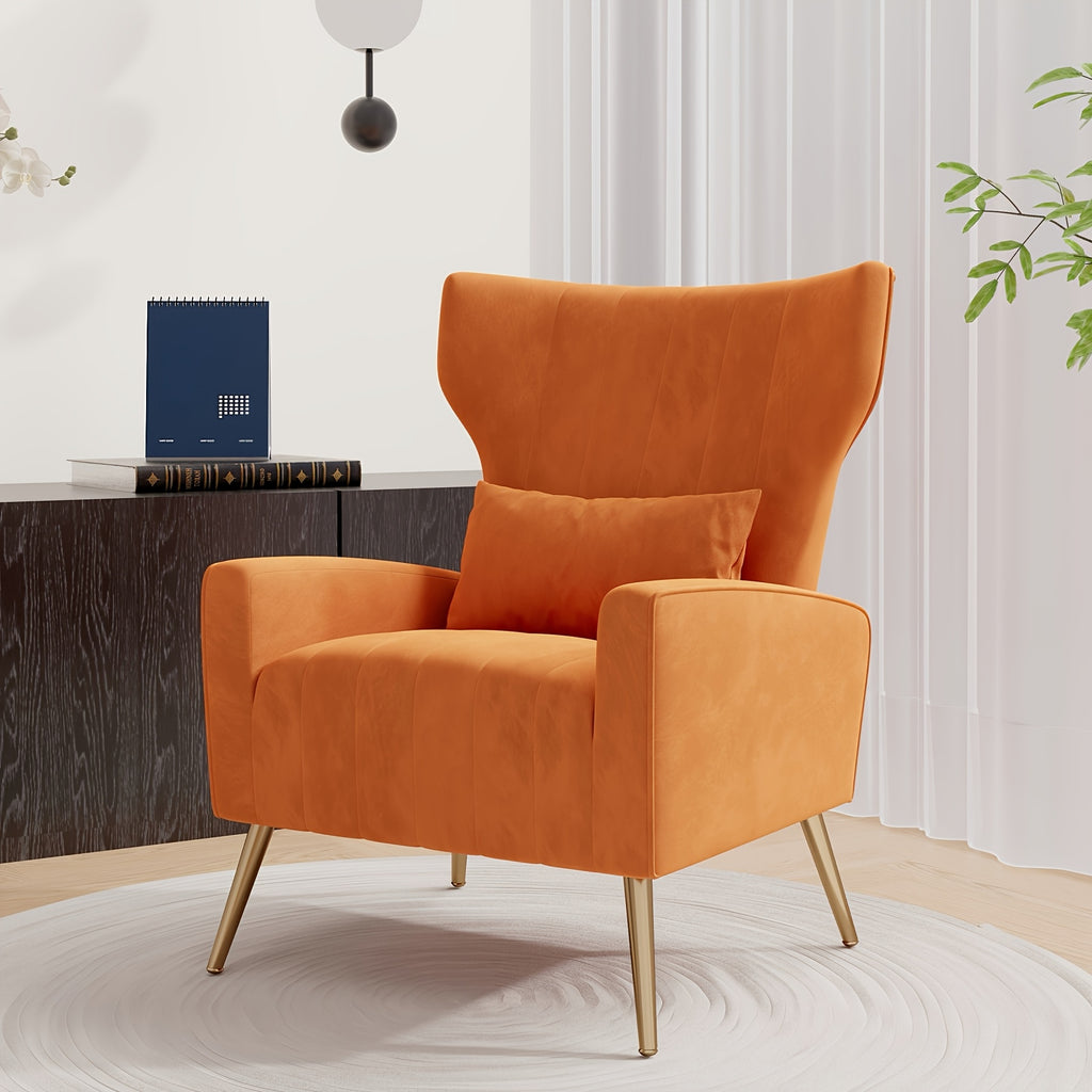 velvet accent chair wingback living room high back arm chair - Temu