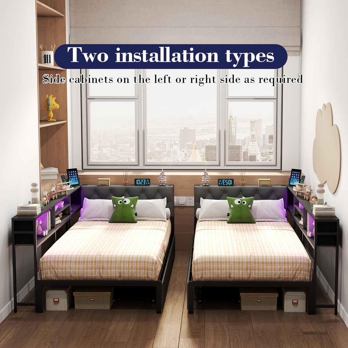 twin twin xl corner bed frame storage bookcase 2 drawers - Temu