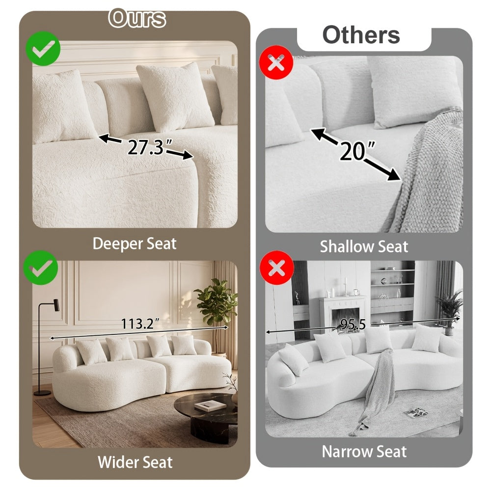 modern chenille compression curved sofa 2 throw pillows - Temu