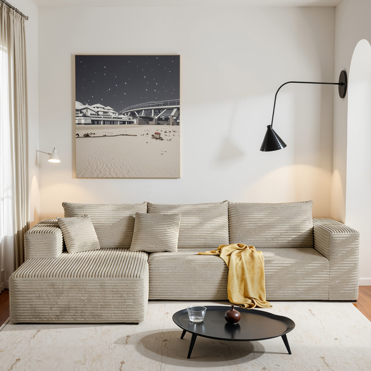 u l shaped corduroy modular sectional sofa bed vacuum - Temu