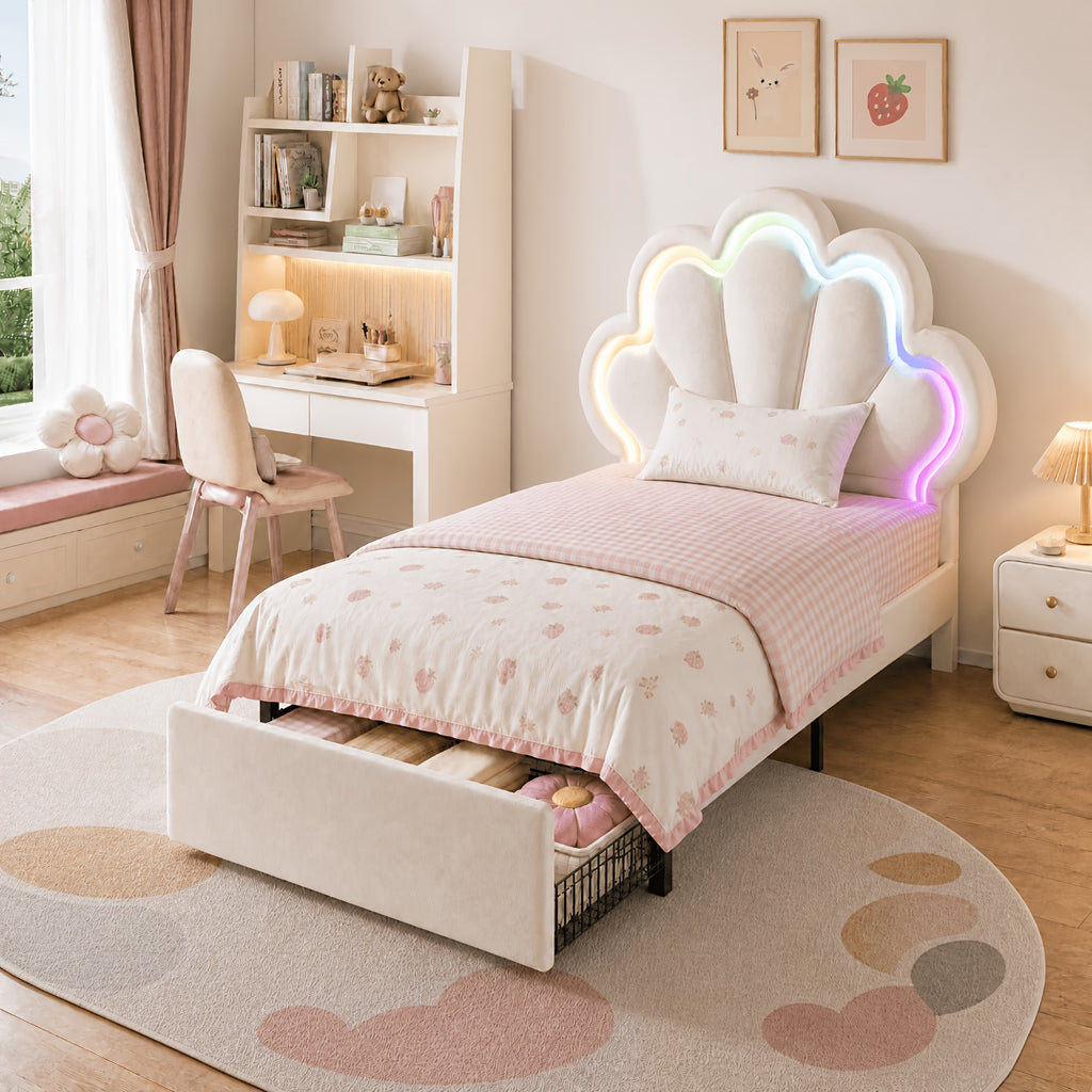 twin full queen size velvet princess petal bed frame - Temu