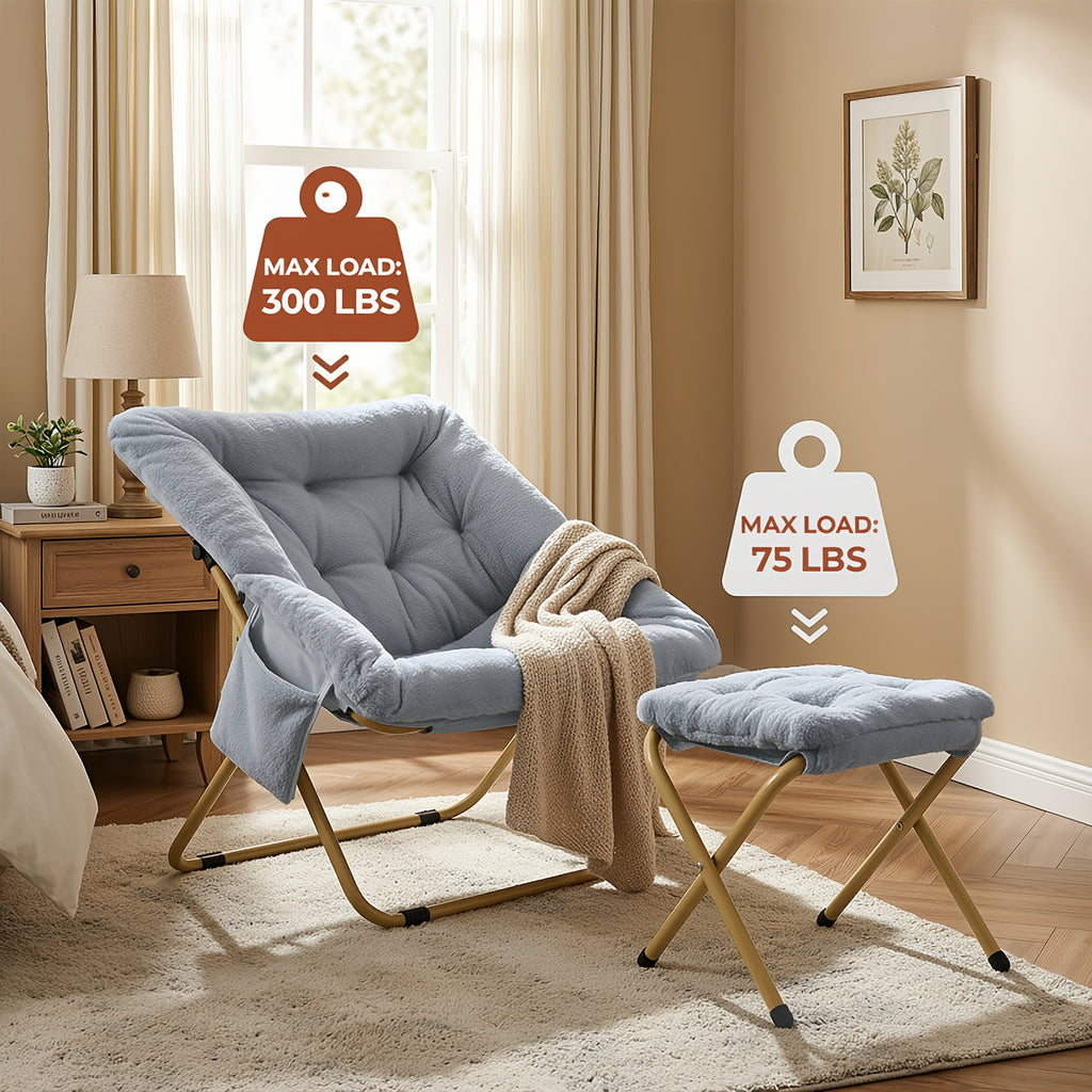 comfy saucer chair foldable lounge chair soft faux fur - Temu