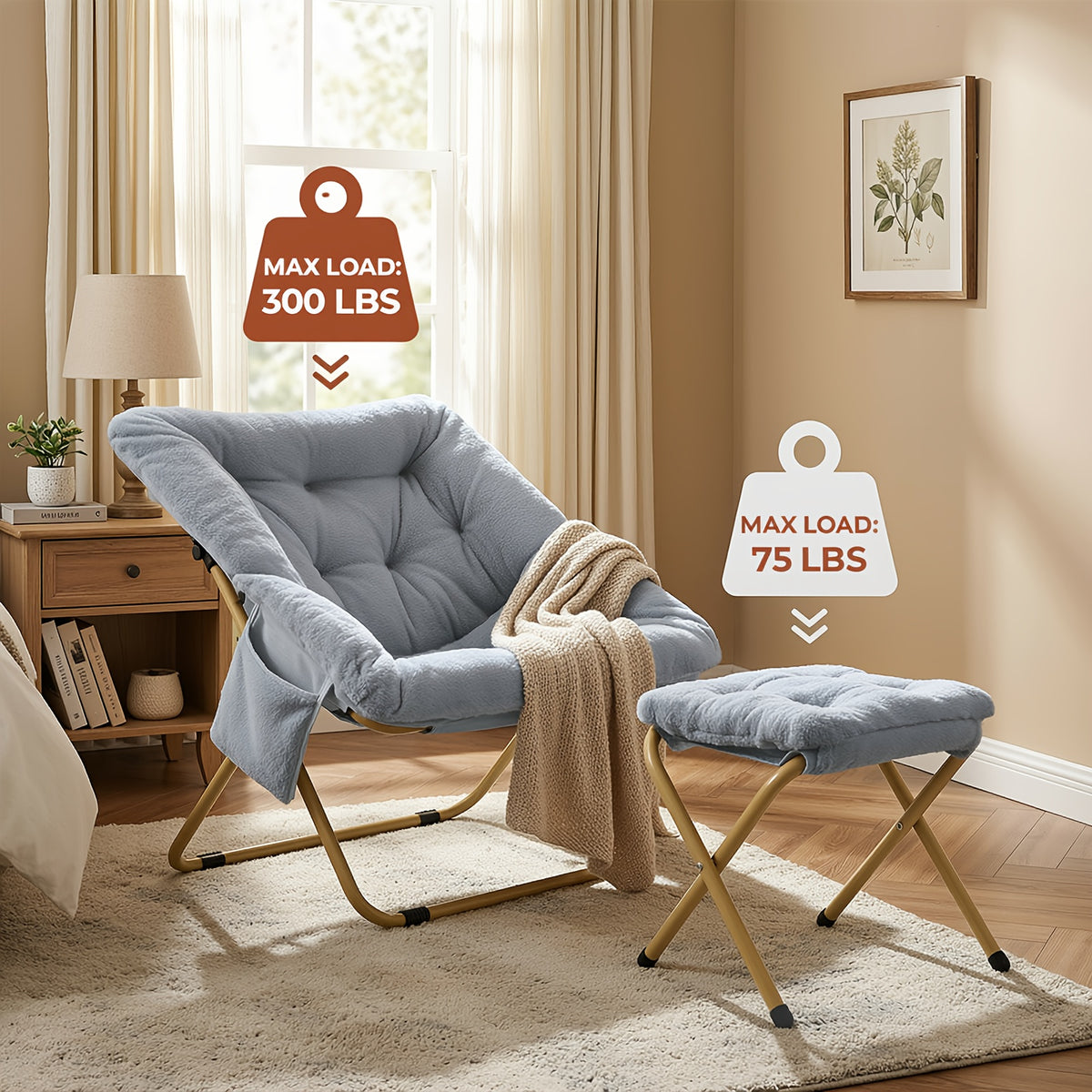 comfy saucer chair foldable lounge chair soft faux fur - Temu