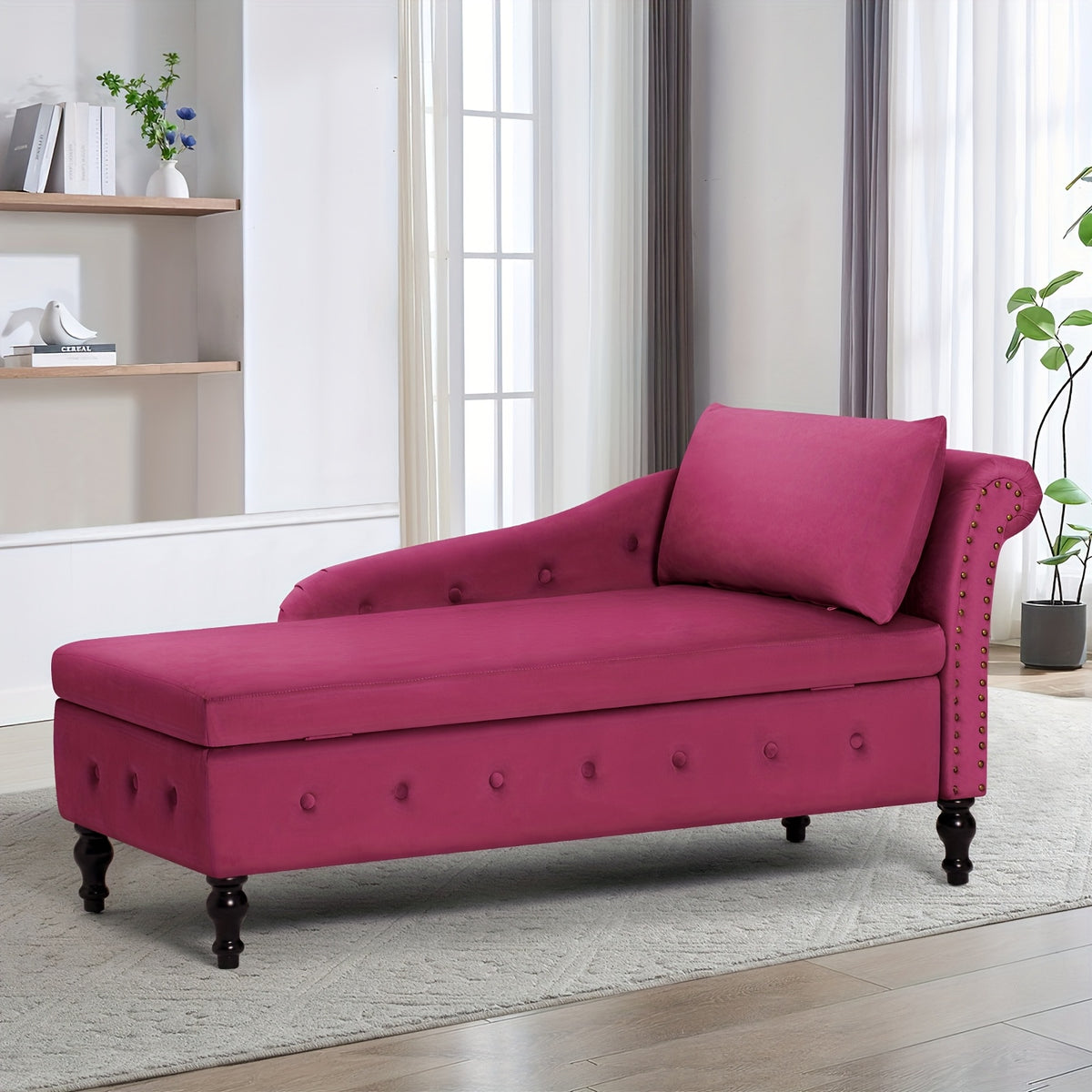 57 velvet upholstered storage chaise lounge pillow - Temu