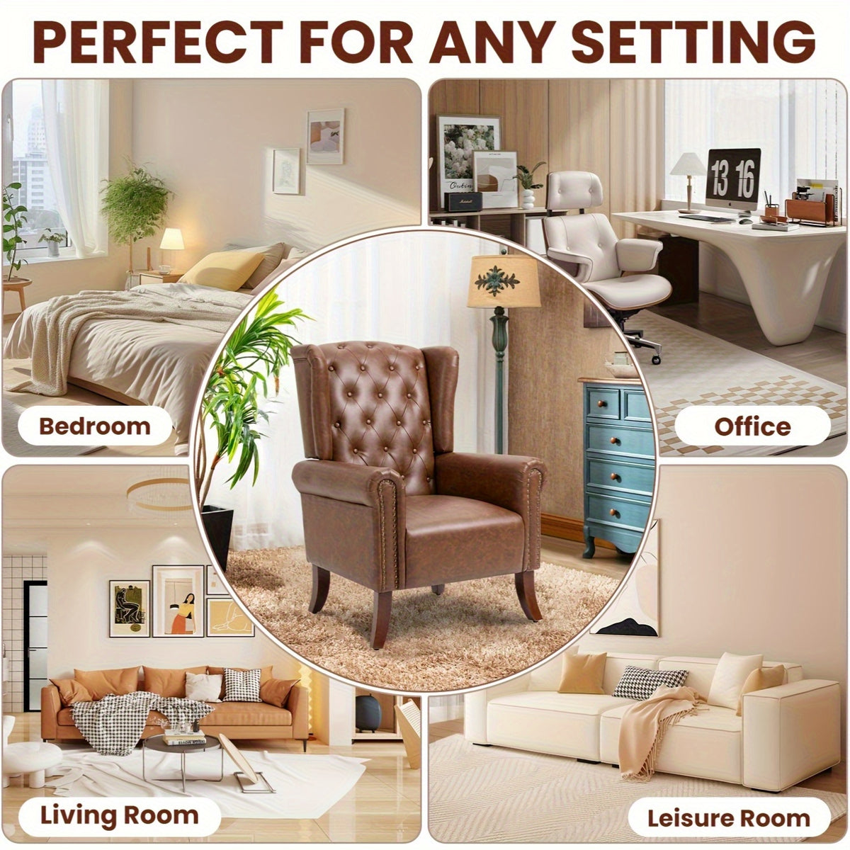 century accent chair faux leather modern living - Temu