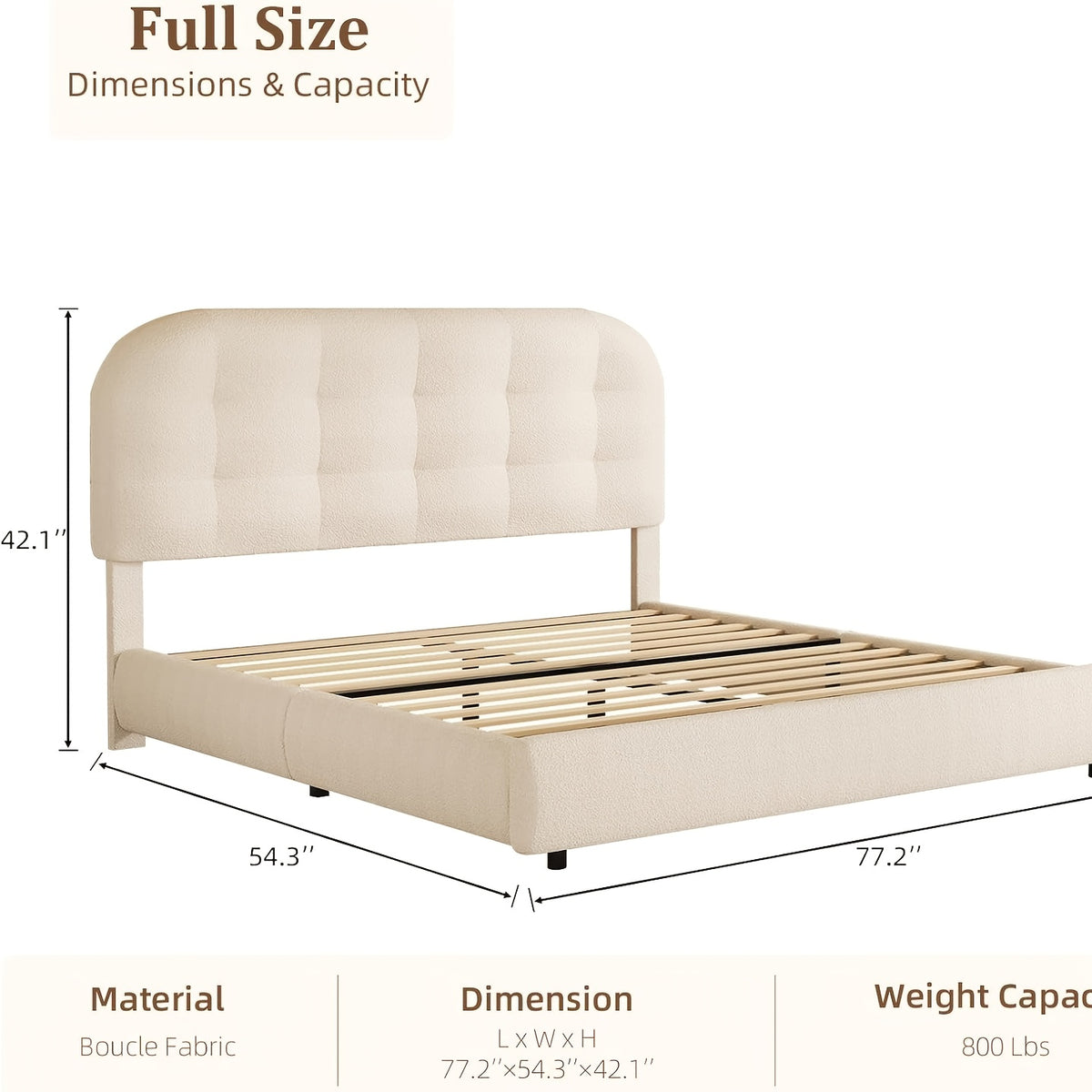 modern boucle upholstered platform bed frame curved cloud - Temu