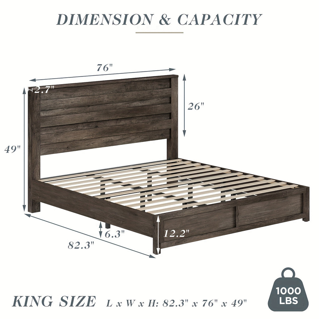 farmhouse bed frame featuring a 49 inch high - Temu