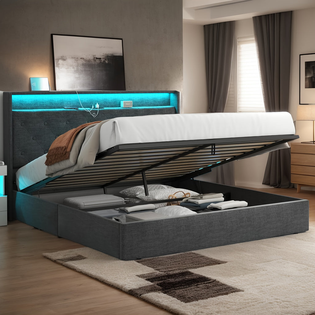 hydraulic lift upholstered bed frame   bed - Temu