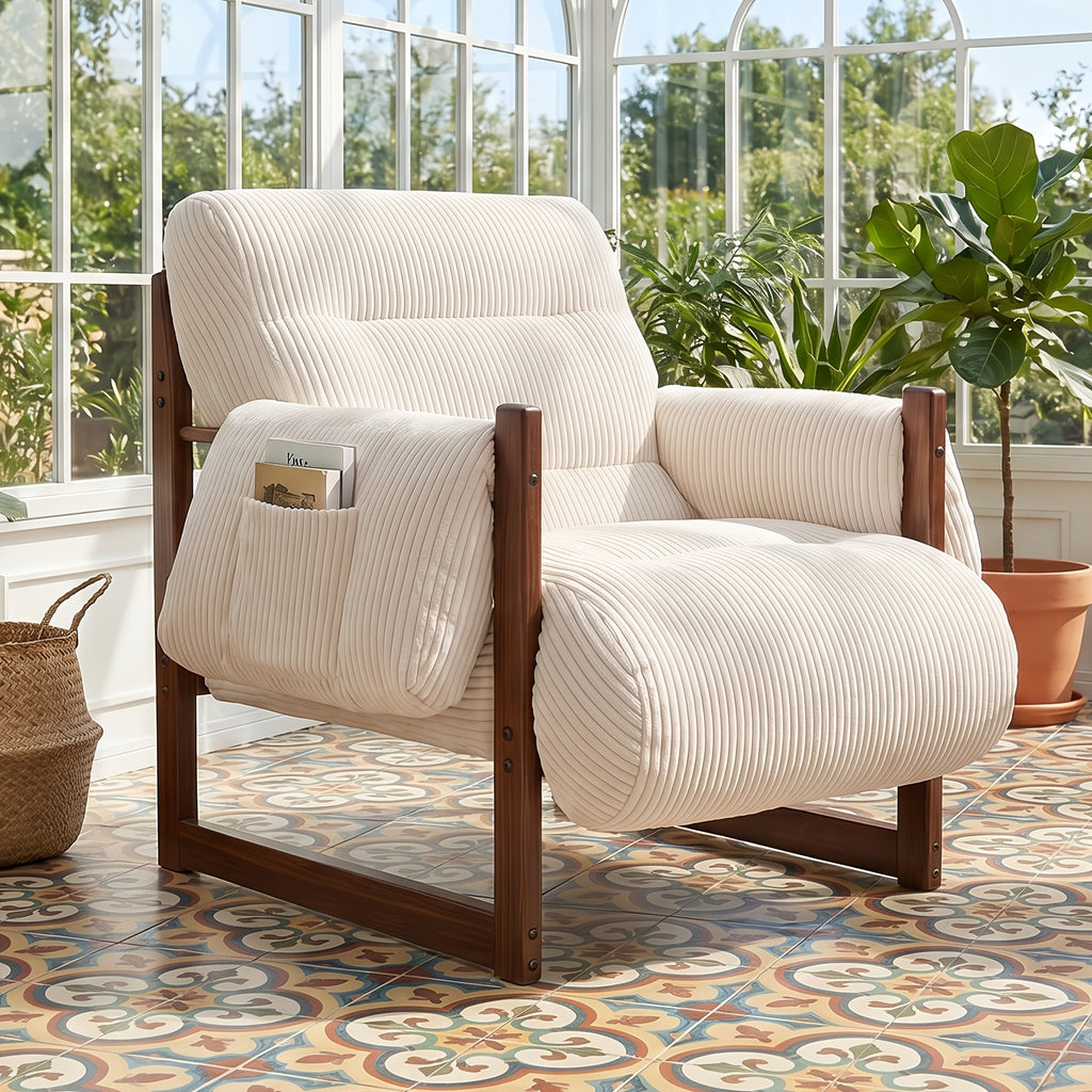 full body support accent chair armrest storage pockets wood - Temu