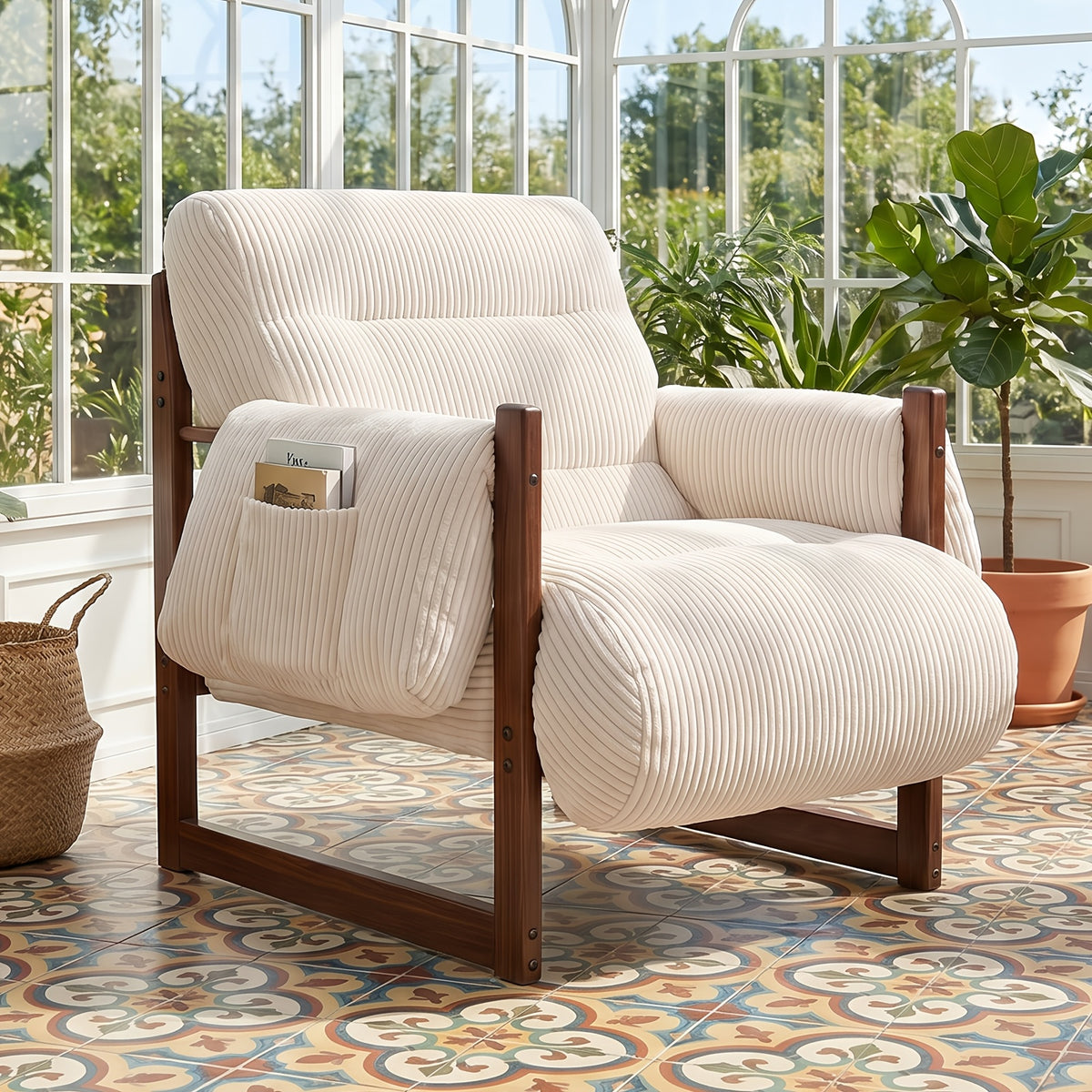 full body support accent chair armrest storage pockets wood - Temu