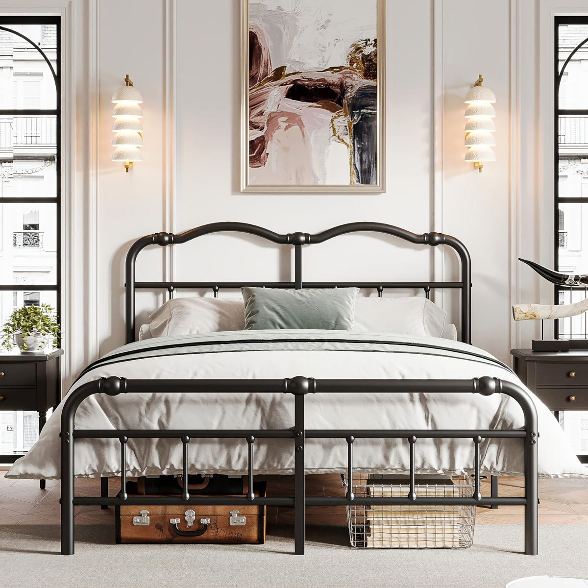 bed frame headboard footboard vintage style steel - Temu