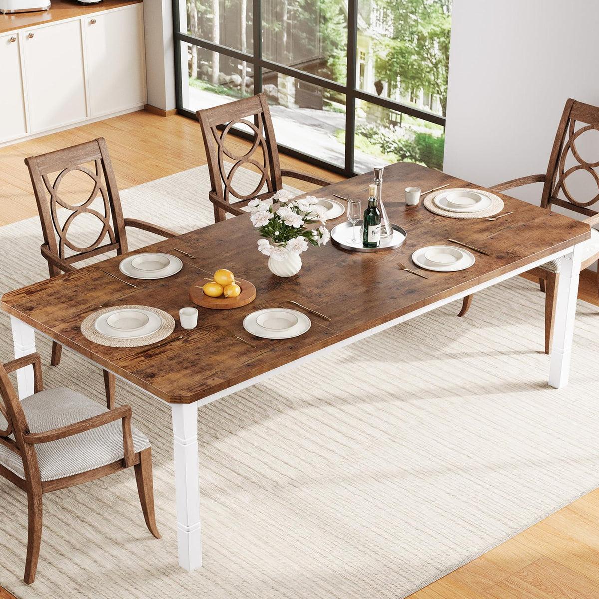70 8 inch   dining table seats 6 8 industrial wood top - Temu