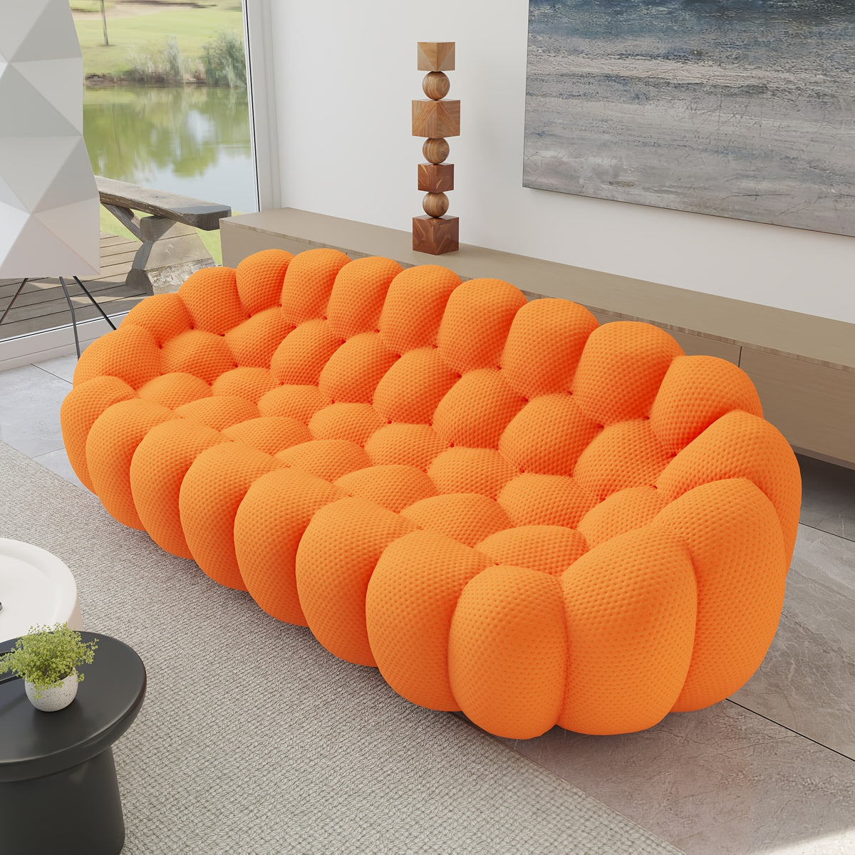 100 03 modern upholstered curved sofa 3 seater mesh fabric - Temu
