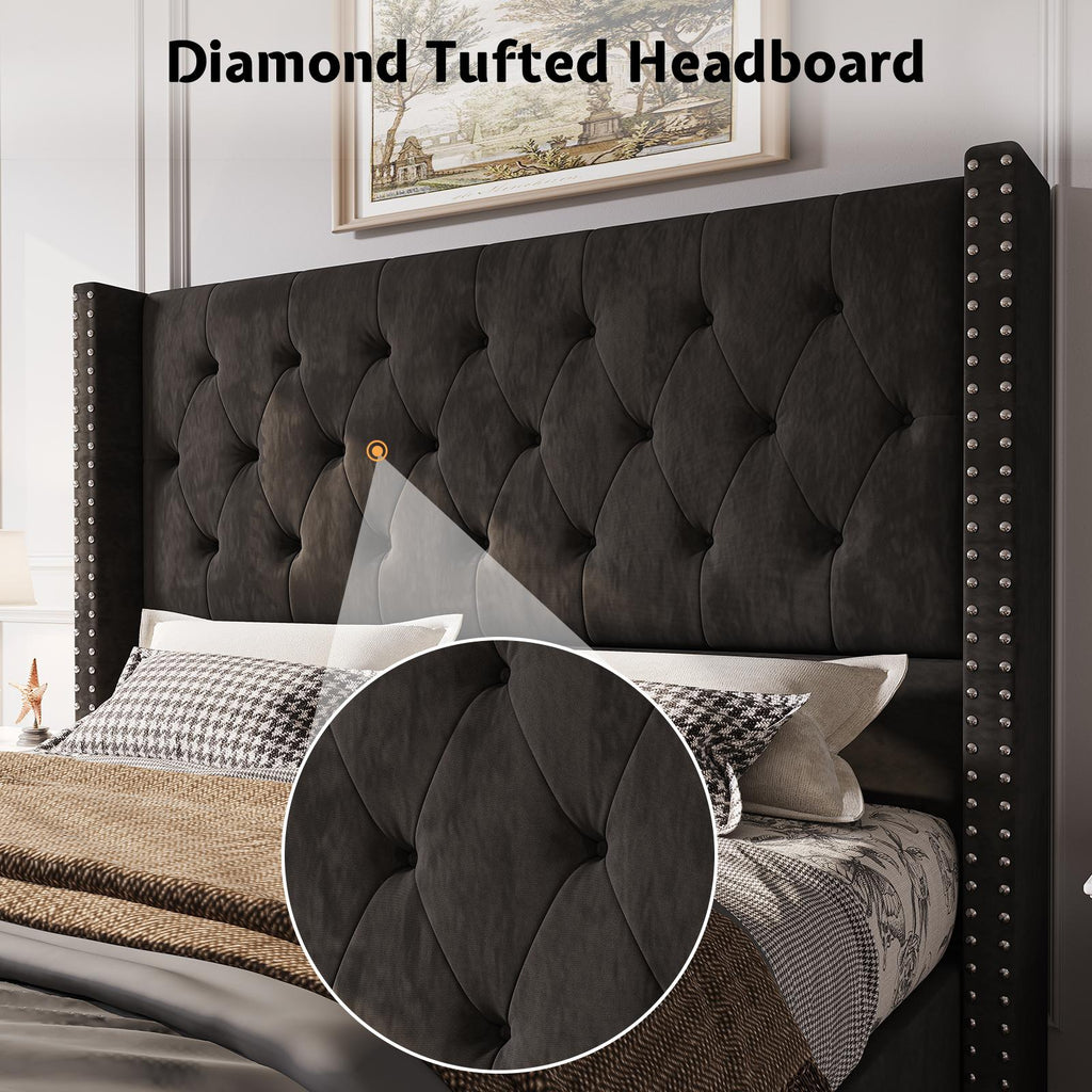 upholstered platform bed frame 50 inch velvet - Temu