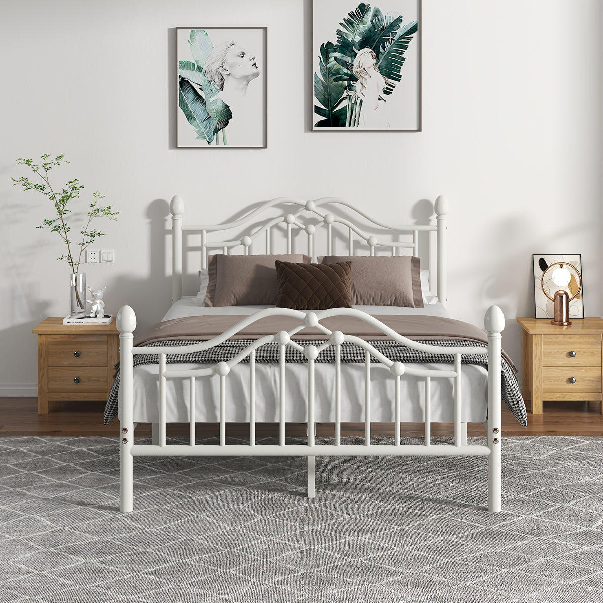 sturdy metal bed frame a victorian style headboard footboard - Temu