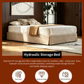 full size lift storage bed frame beige upholstered platform - Temu