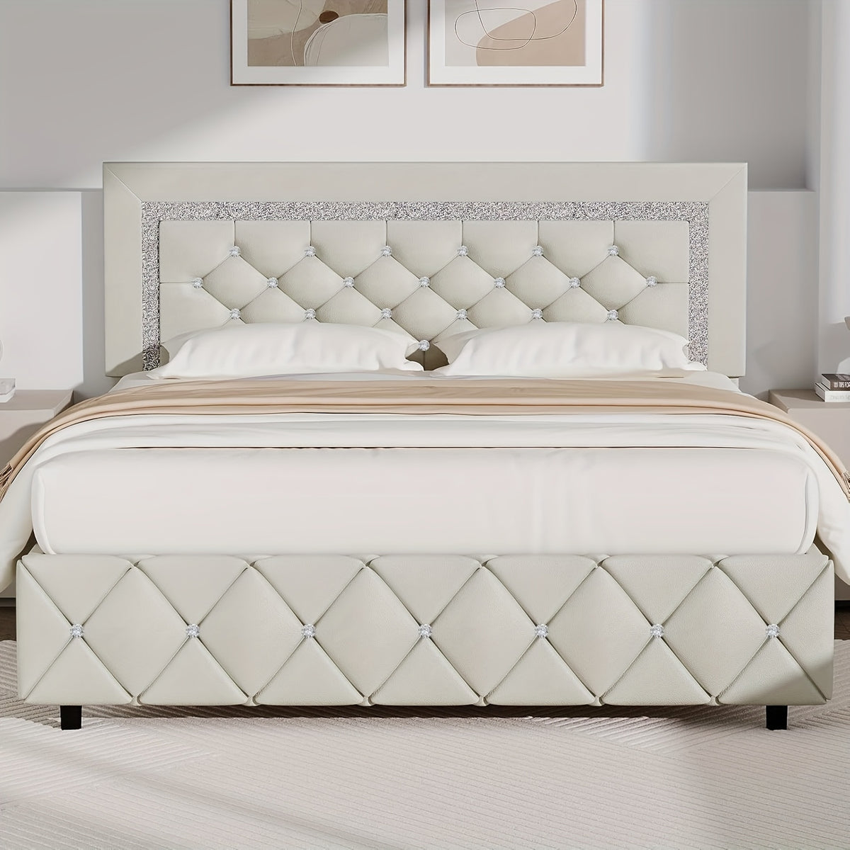 halloween twin full queen king upholstered bed frame diamond - Temu