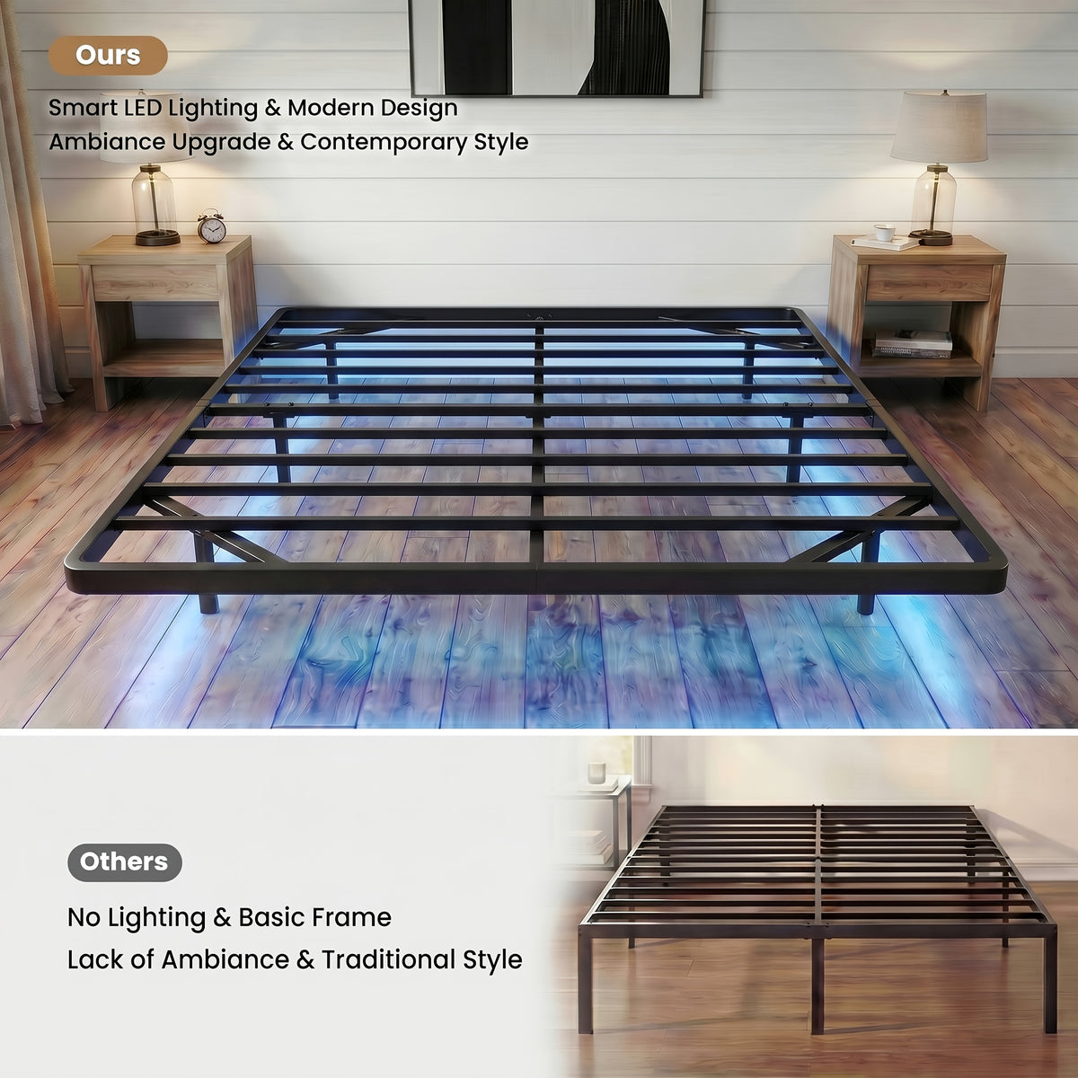 twin full queen king floating bed frame smart led - Temu
