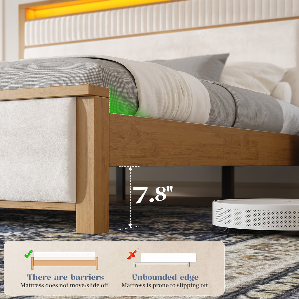upholstered bed frame vertical stripe headboard queen king - Temu