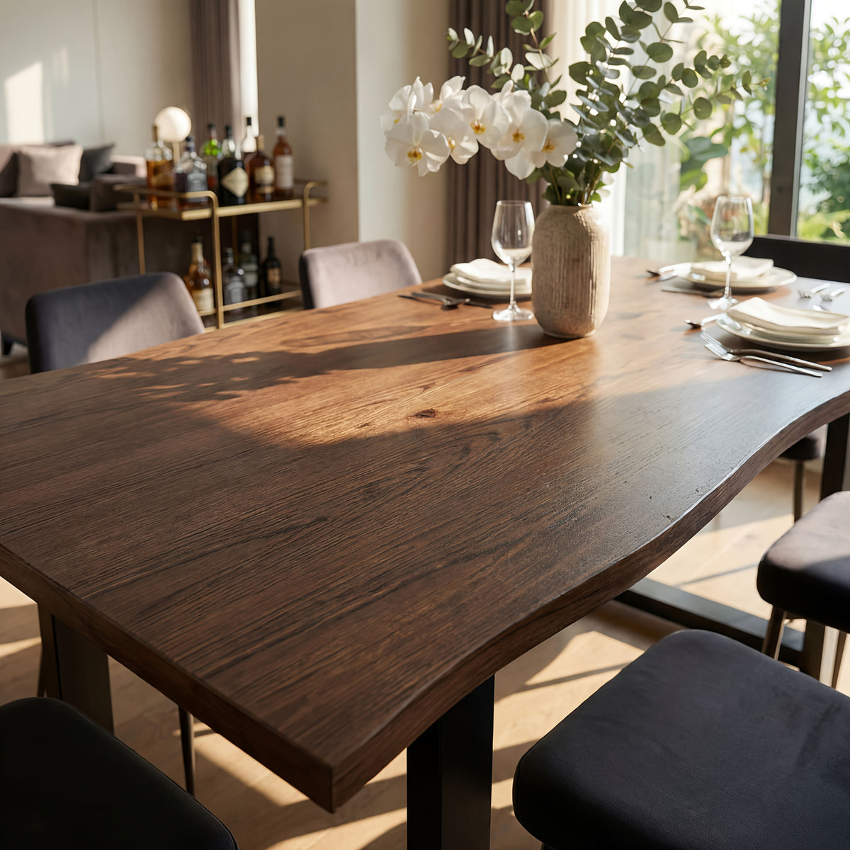 modern 6 person solid wood dining table large dining table - Temu