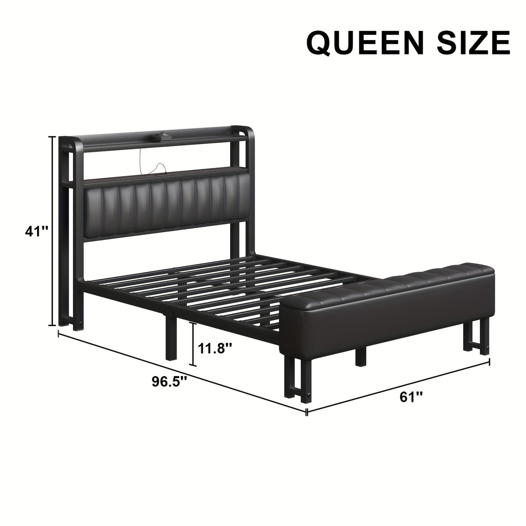 metal platform bed storage   upholstered headboard - Temu