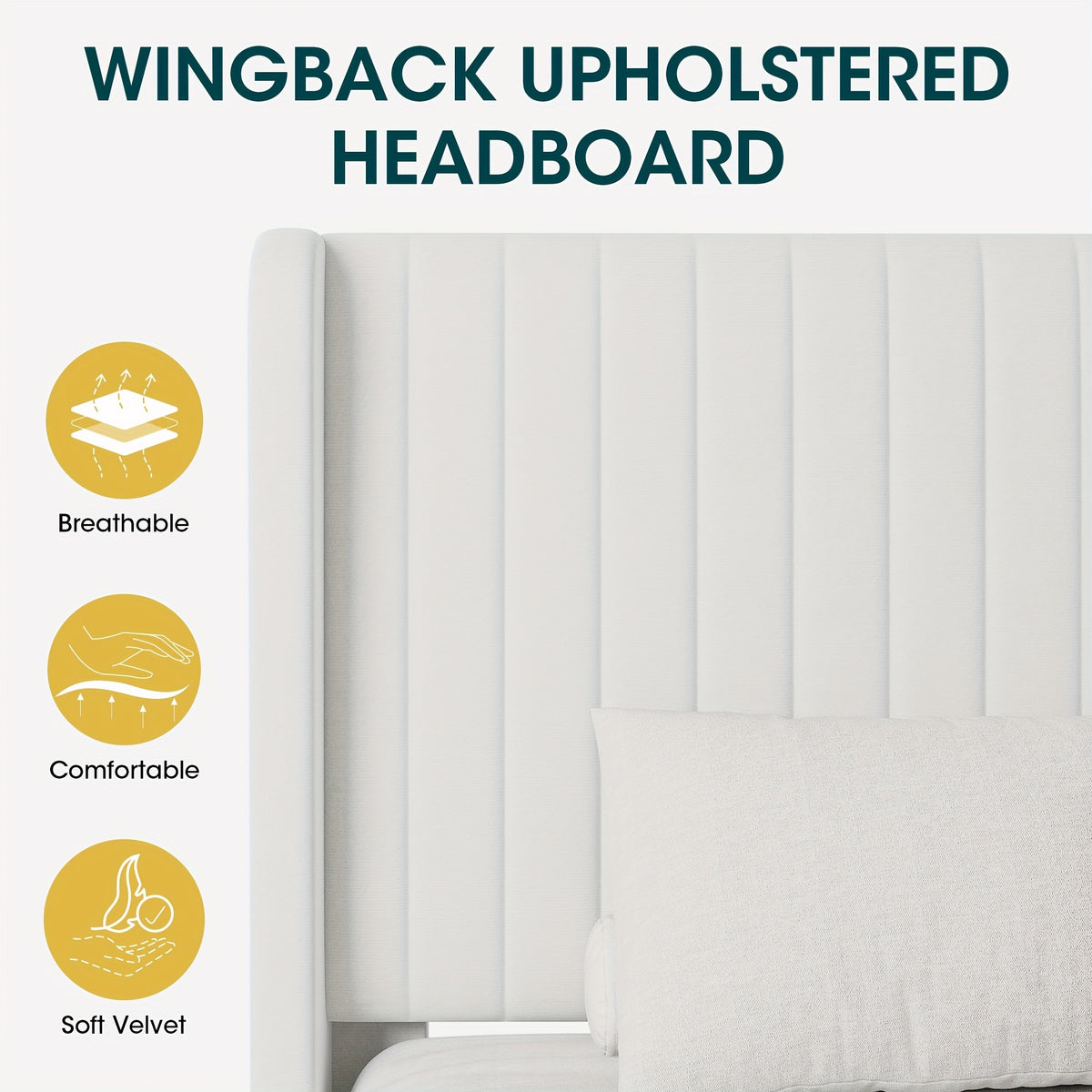 wingback velvet upholstered platform bed frame - Temu