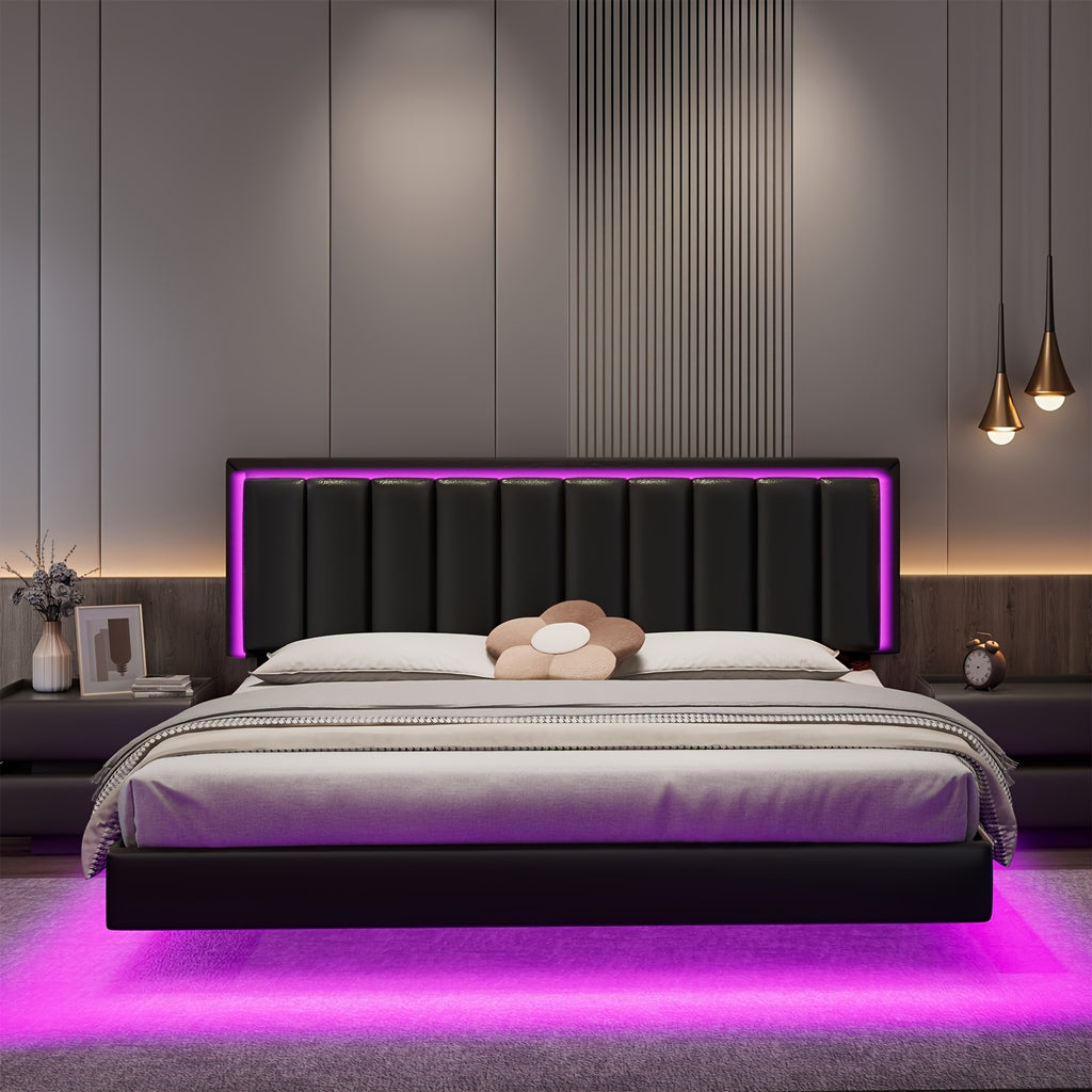 full queen king size floating bed frame led lights - Temu