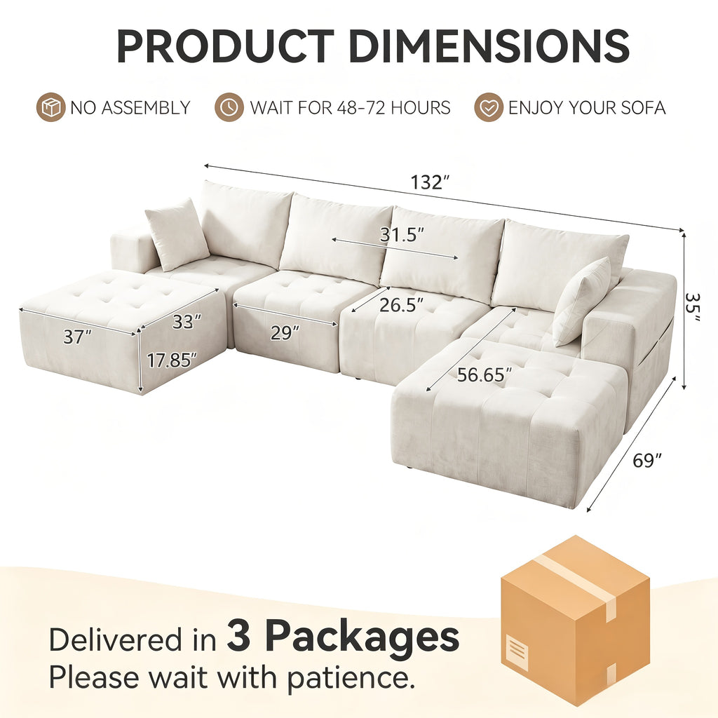 130 oversized cloud sectional couches convertible l u shape - Temu