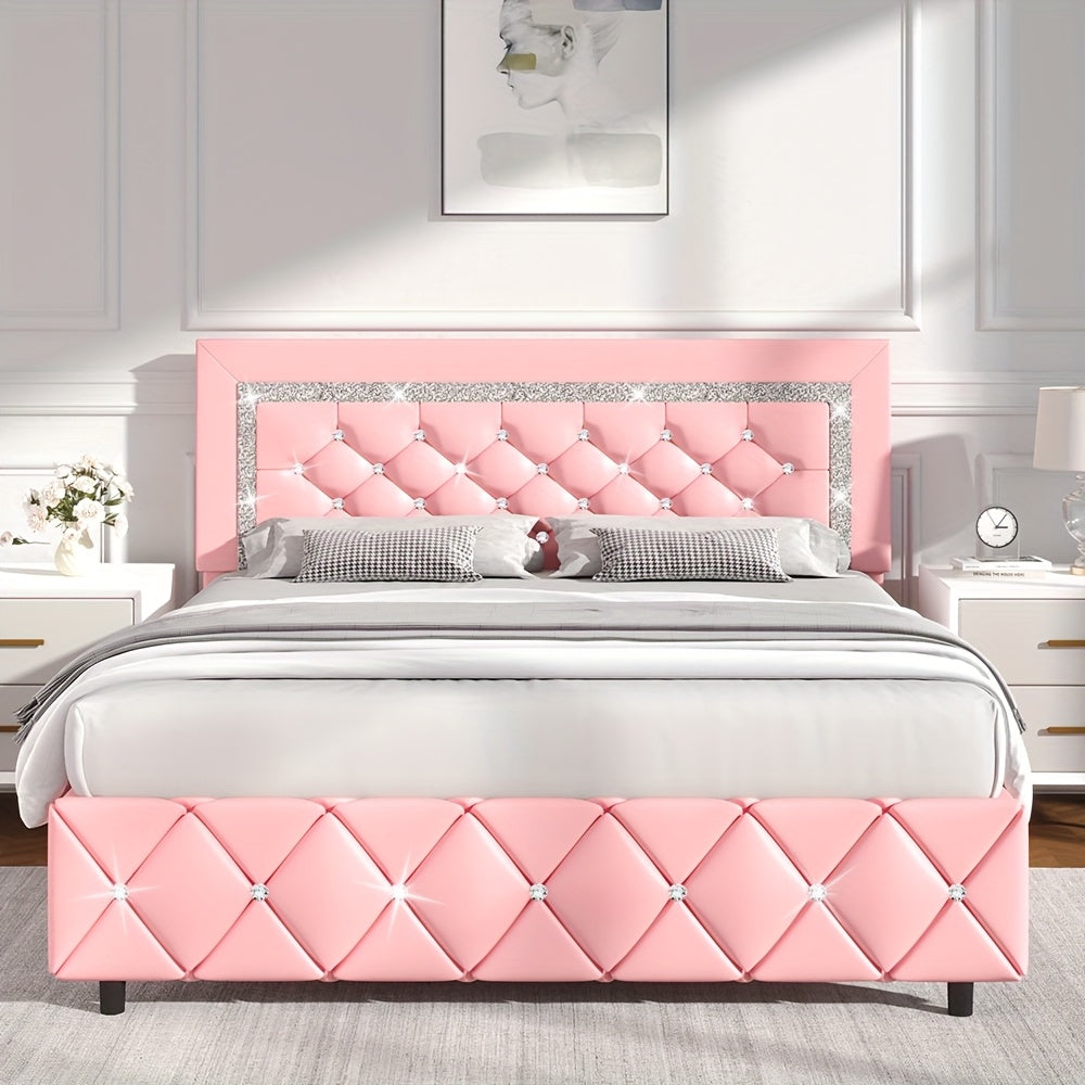 twin full queen king bed frame padded platform bed - Temu