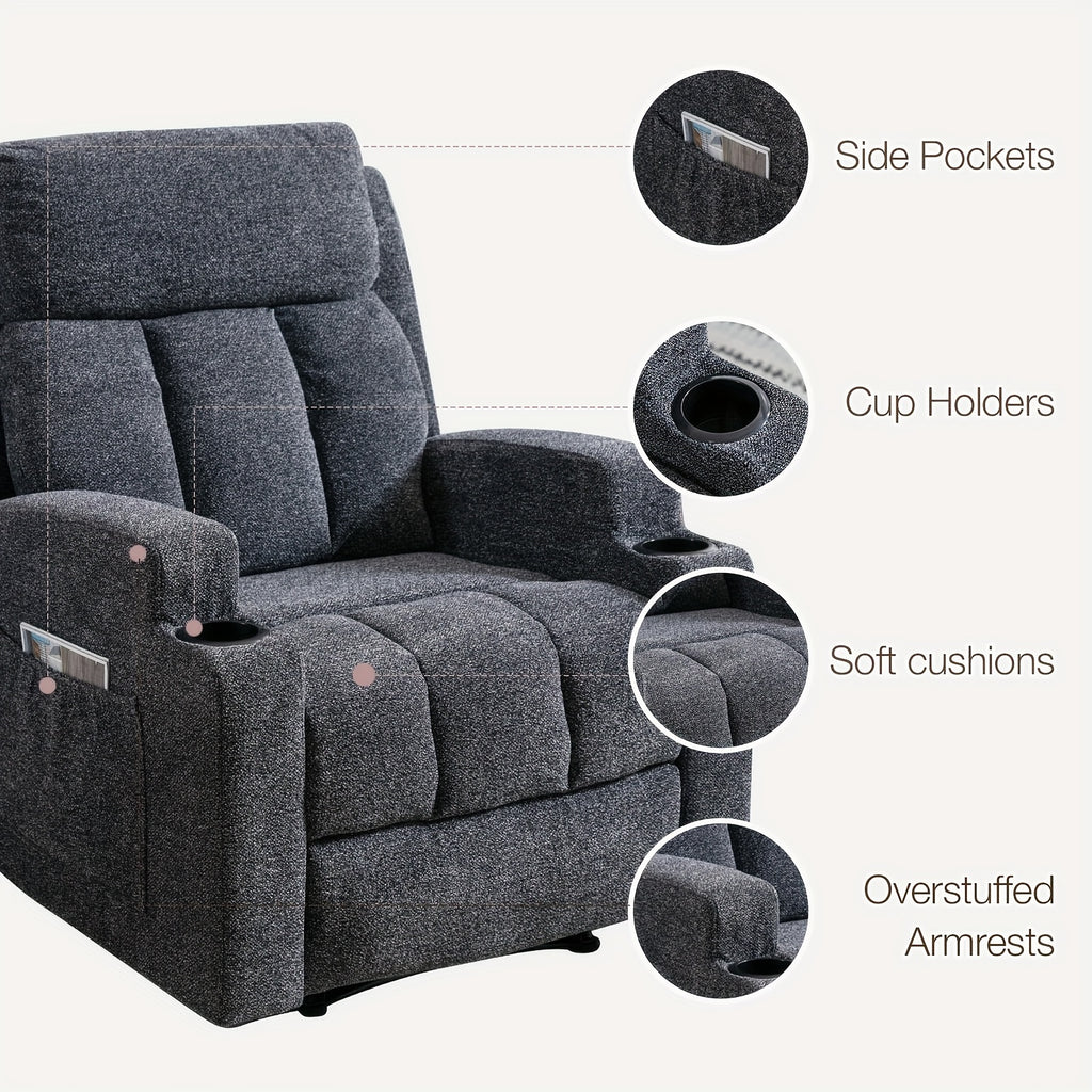 manual recliner chair massage heat soft fabric   - Temu