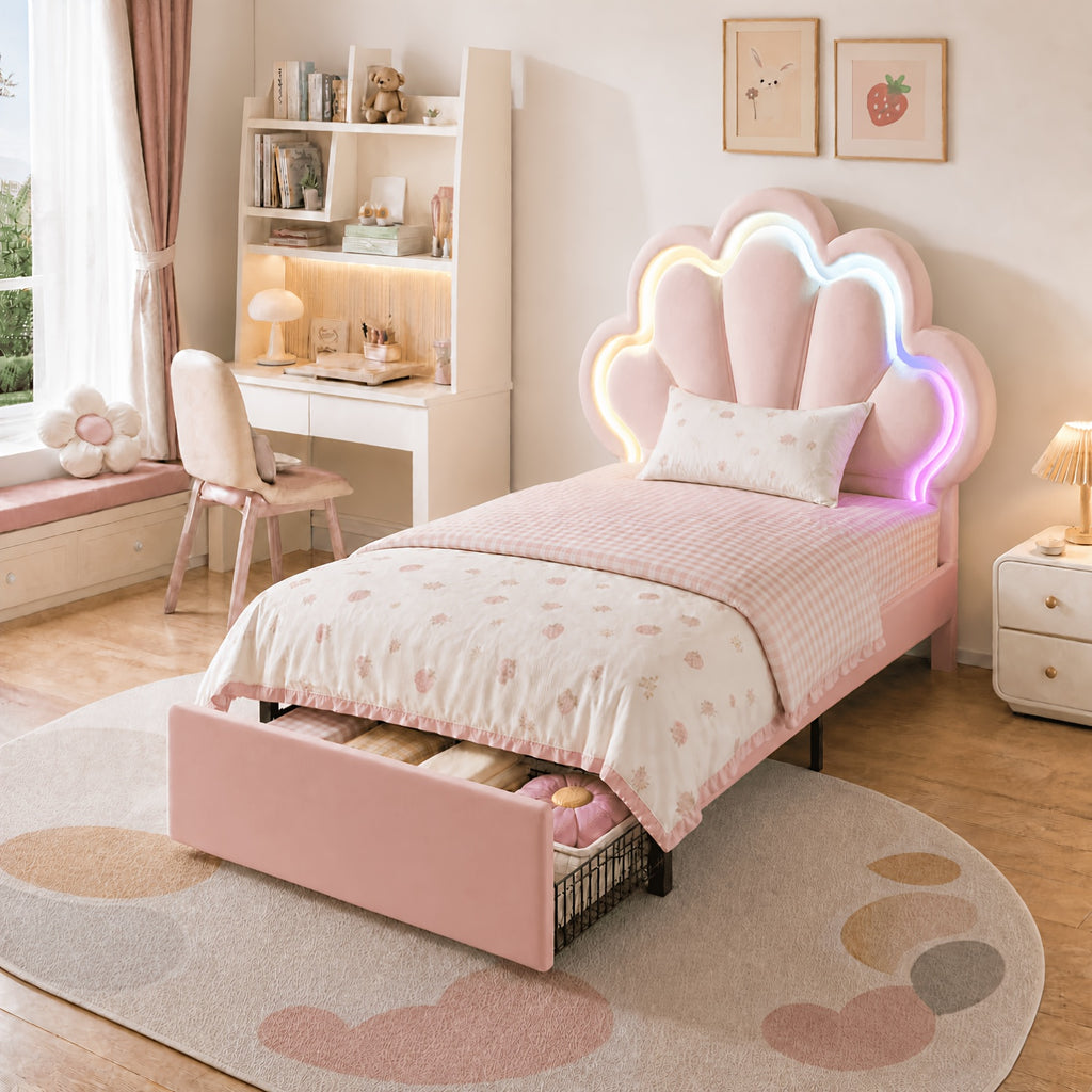 twin full queen size velvet princess petal bed frame - Temu