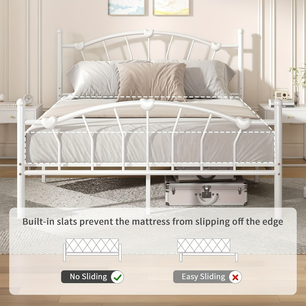 twin full queen size metal bed frame full bed frame - Temu
