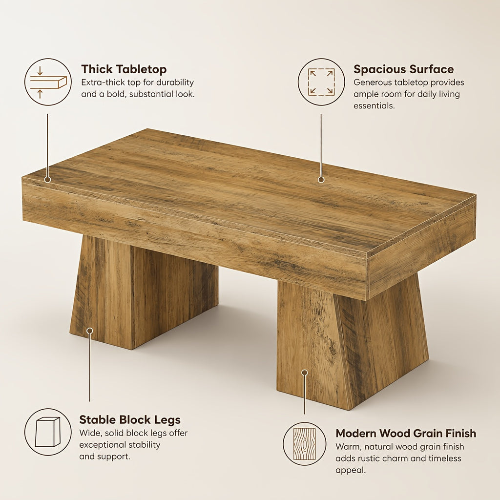 farmhouse coffee table living room rustic wood grain center - Temu