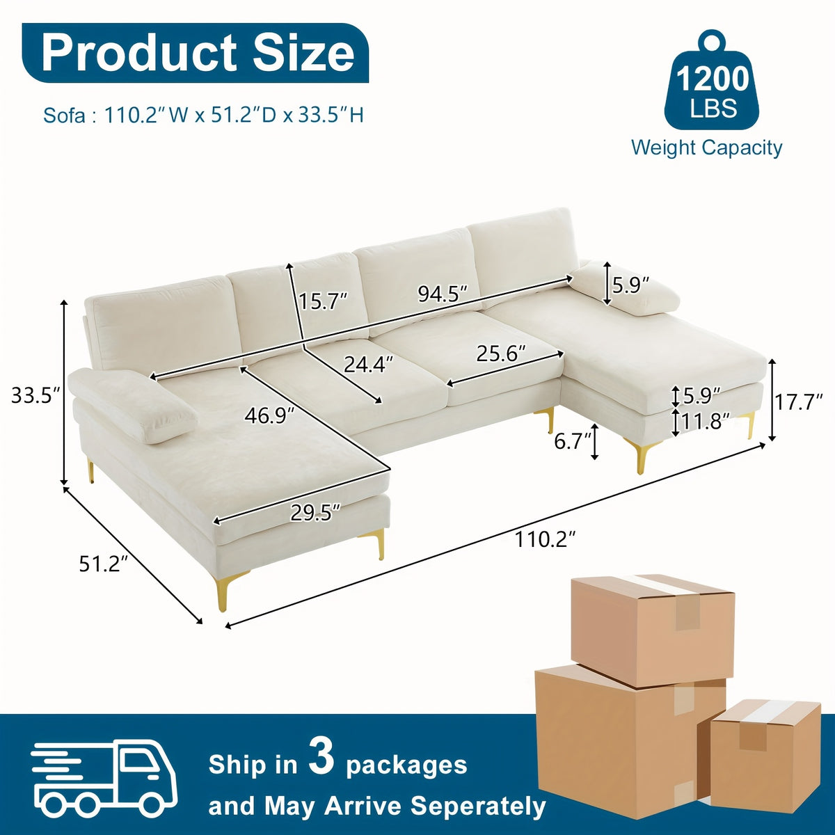 boonlo 110 w large u shape sectional sofa couch 51   - Temu