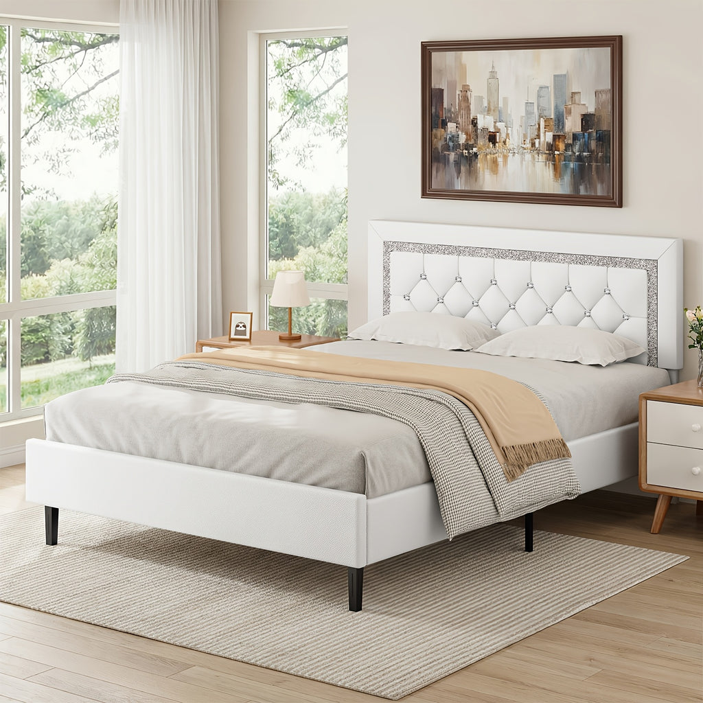 twin full queen size bed frame diamond headboard wood slats - Temu