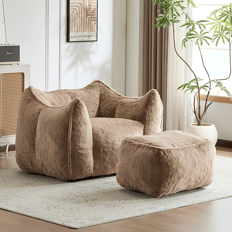 fluffy faux rabbit fur oversized bean bag chair   - Temu