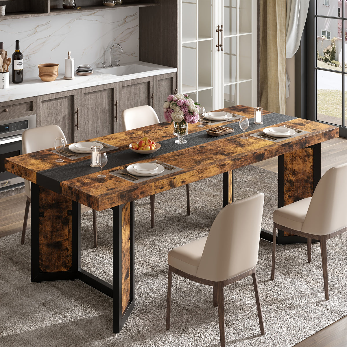 a   industrial dining table designed 6 8 individuals - Temu