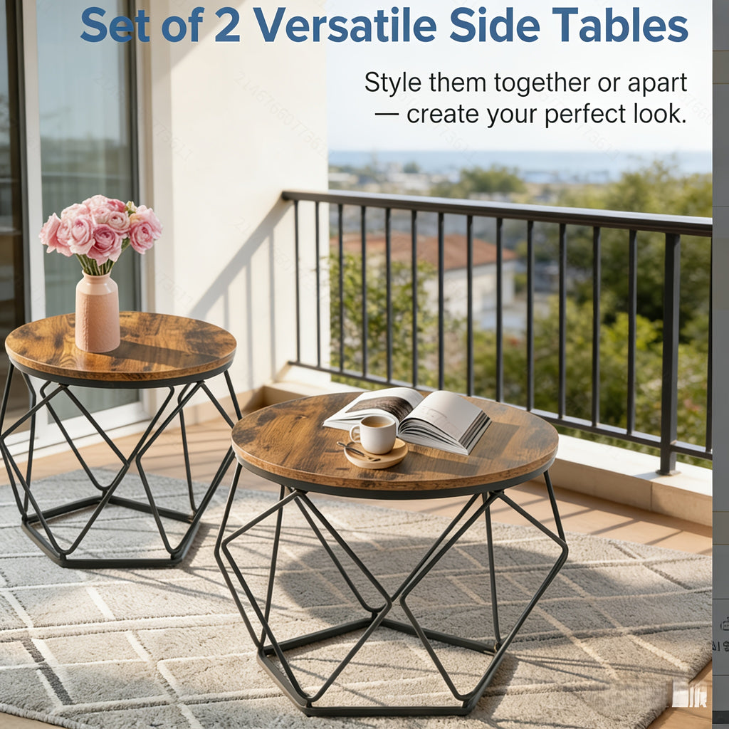 set 2 round multi purpose side tables small coffee end - Temu