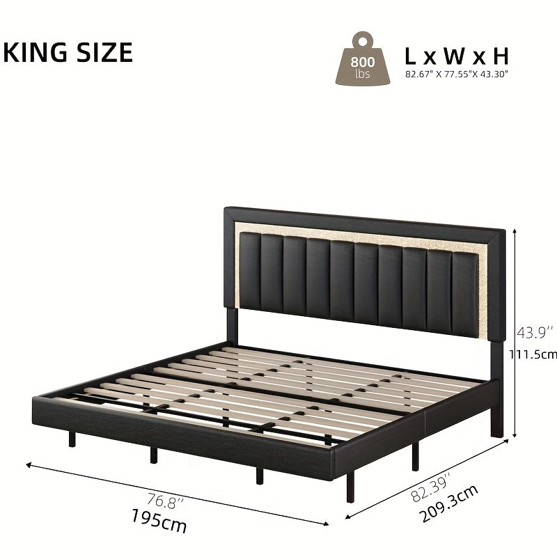 twin full queen smart led lights floating bed frame   - Temu