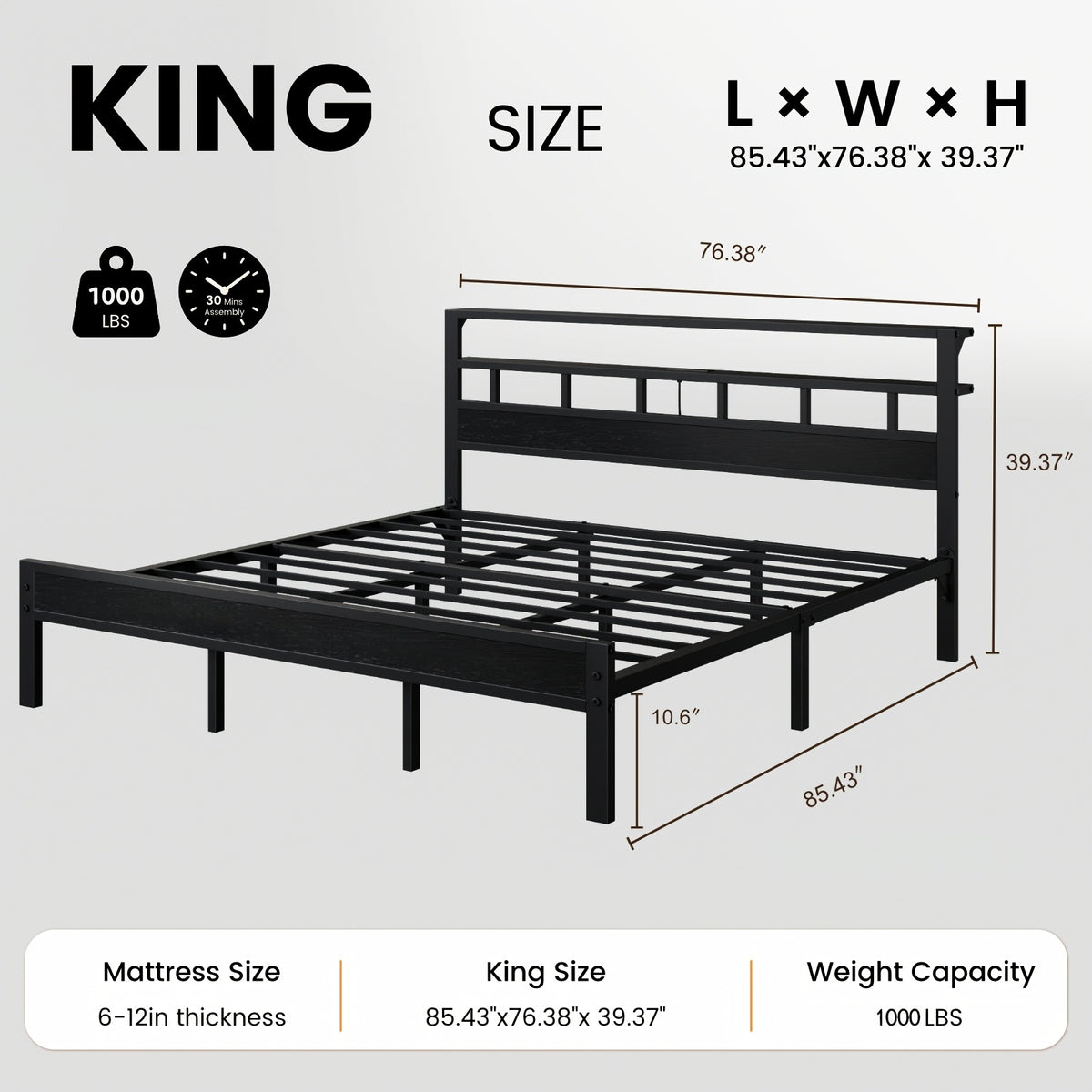bed frame metal platform bed 2 tier storage led lighting - Temu