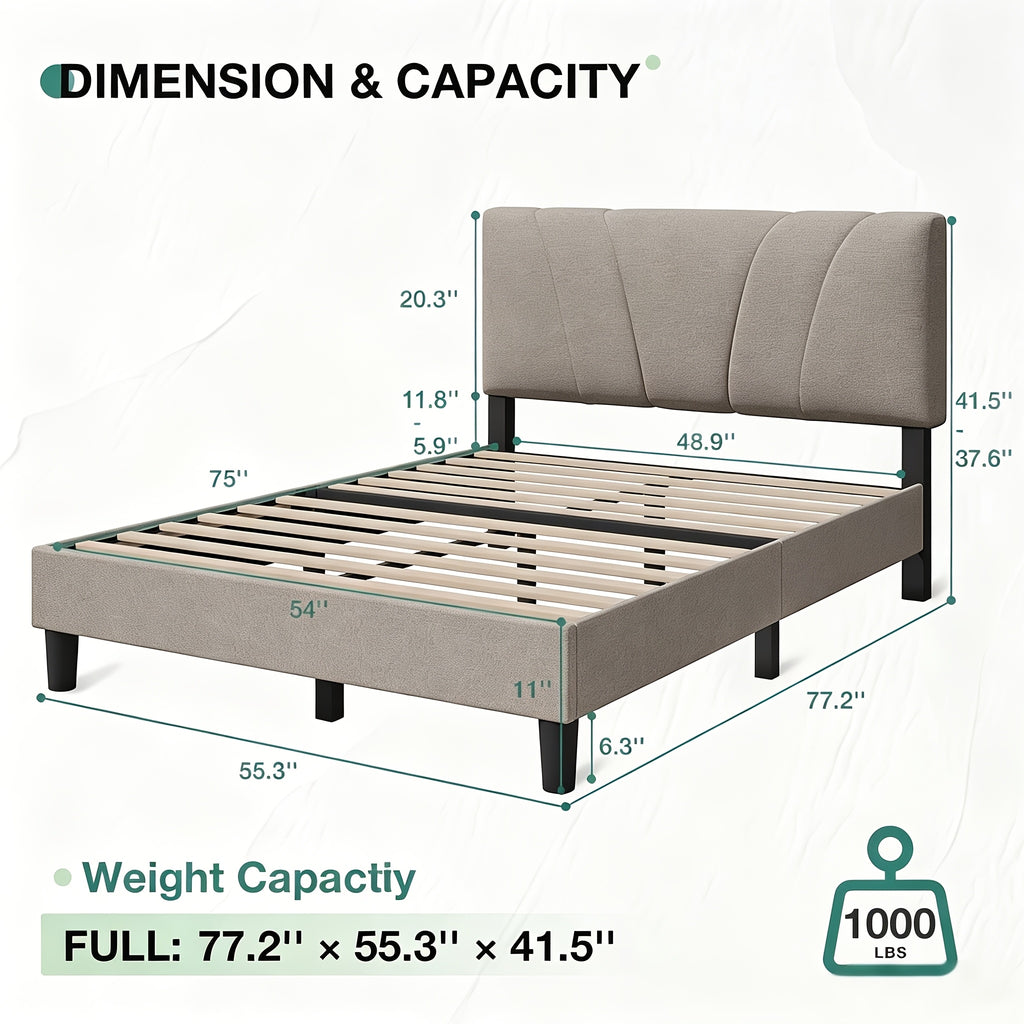 beige linen upholstered bed frame tufted headboard - Temu