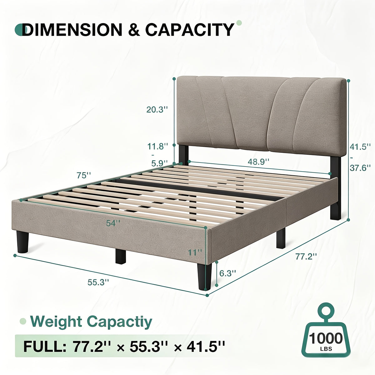beige linen upholstered bed frame tufted headboard - Temu