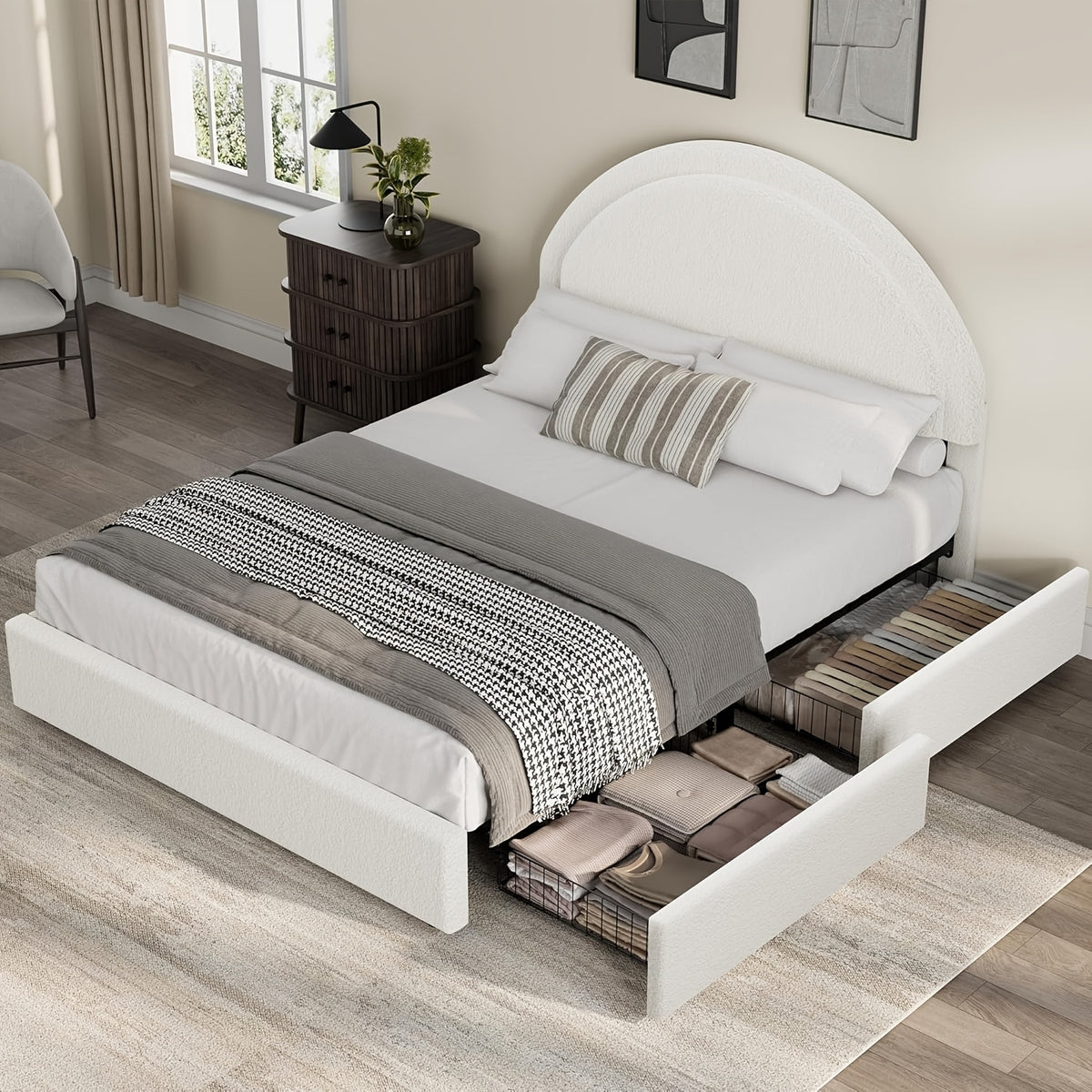2026 lamb fleece comfortable semi circular low profile bed 2 - Temu