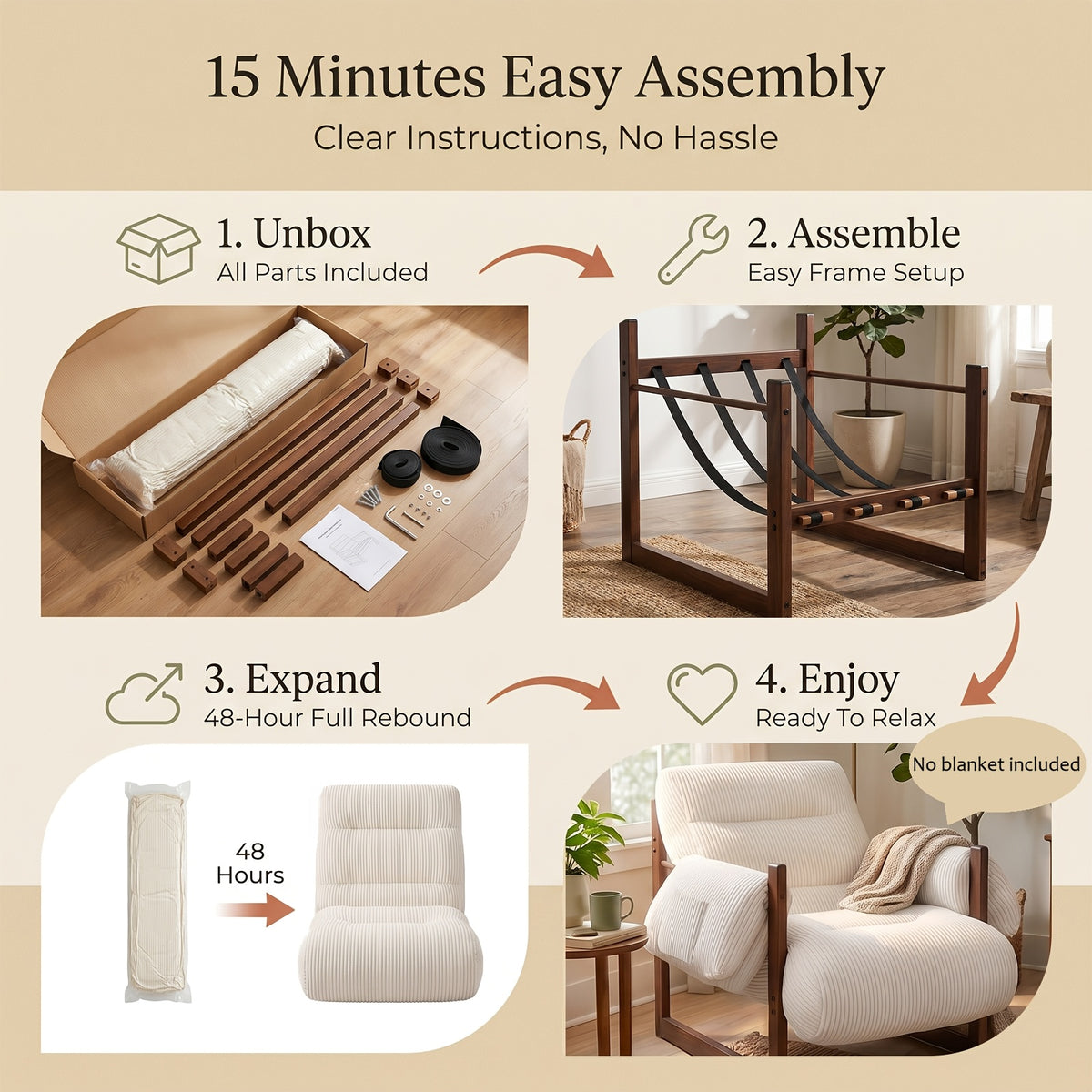 full body support accent chair armrest storage pockets wood - Temu