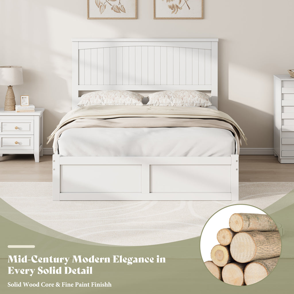 solid wood storage bed frame 50 tall headboard   century - Temu