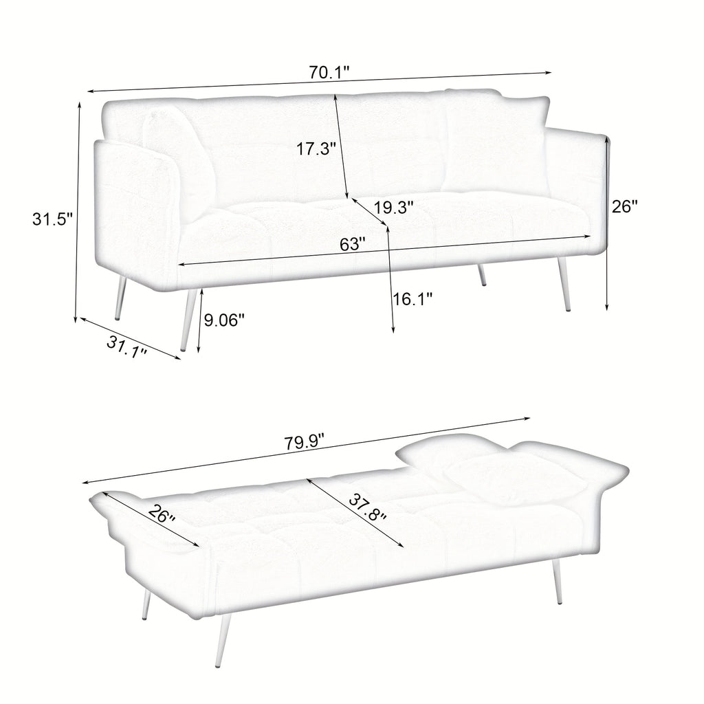 teddy velvet sofa bed convertible armrests temu - Temu
