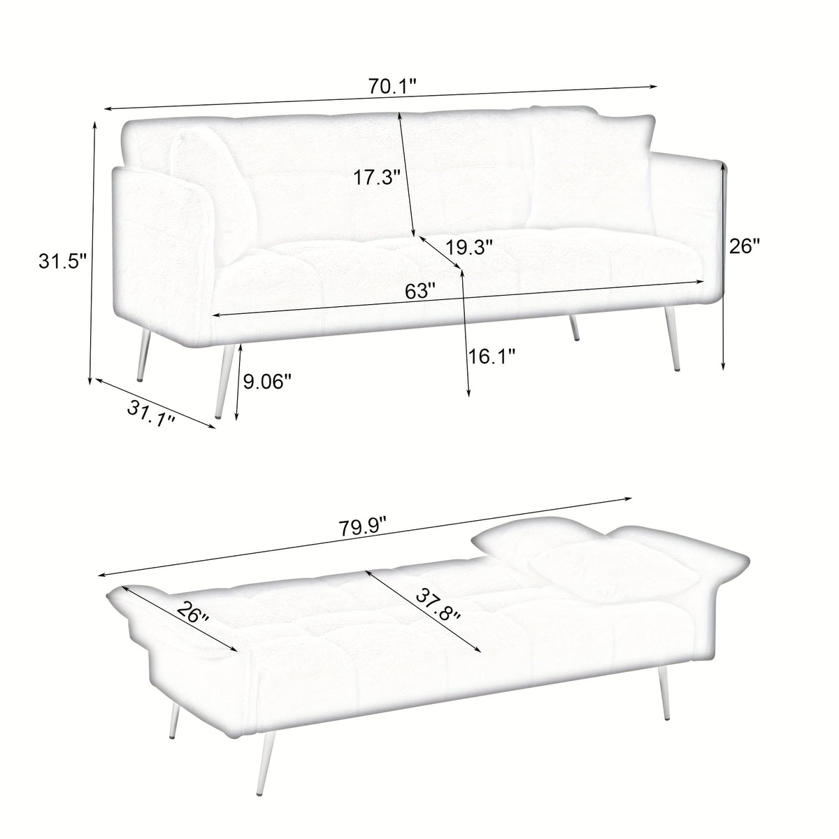 teddy velvet sofa bed convertible armrests temu - Temu